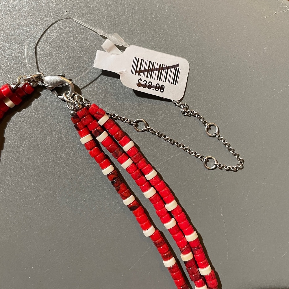 Free People red multi strand beaded layered necklace, NWT - Picture 11 of 12